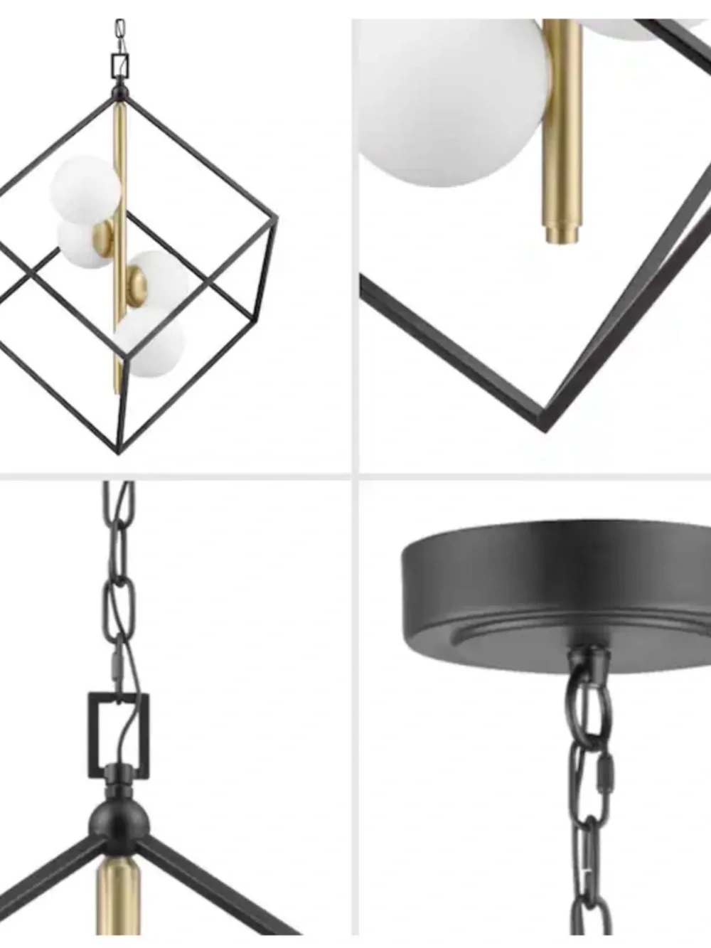 (NEW) Modern Black and Gold Geometric Pendant Light - Brand
